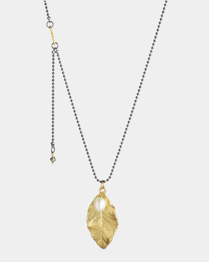 Golden Leaf with White Pearl